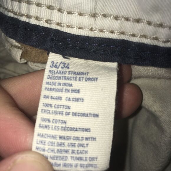 American Eagle relaxed straight 34x34 tan slacks - Picture 2 of 5